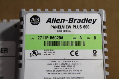 Allen Bradley 2711P-B6C20A PanelView Plus 600 (Broken Plastic Pictured)