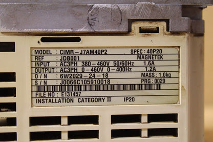 Yaskawa CIMR-J7AM40P2 AC Drive (Small Crack)