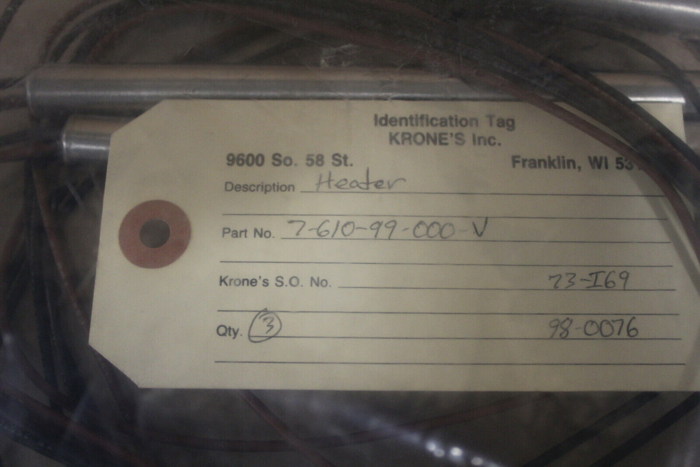 CHROMALOX 7-610-99-000-V HEATER ELEMENT 1 PCS