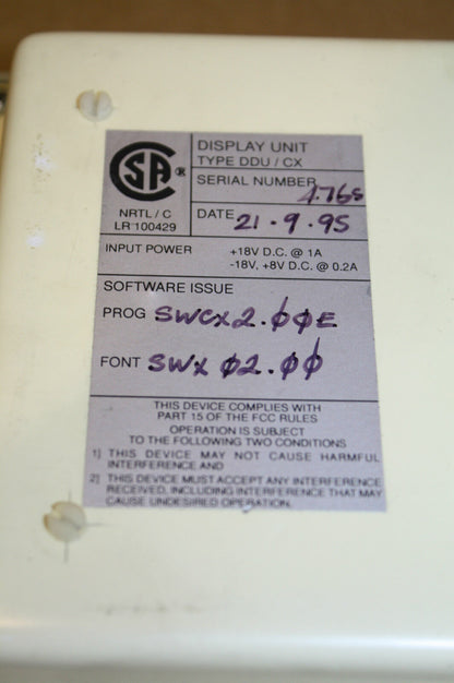 DEEMSTOP DDU/CX INTERFACE DISPLAY