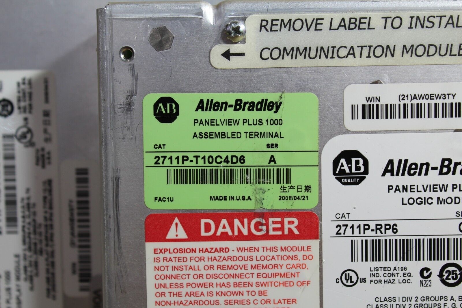 Allen Bradley 2711P-T10C4D6 PanelView Plus 1000