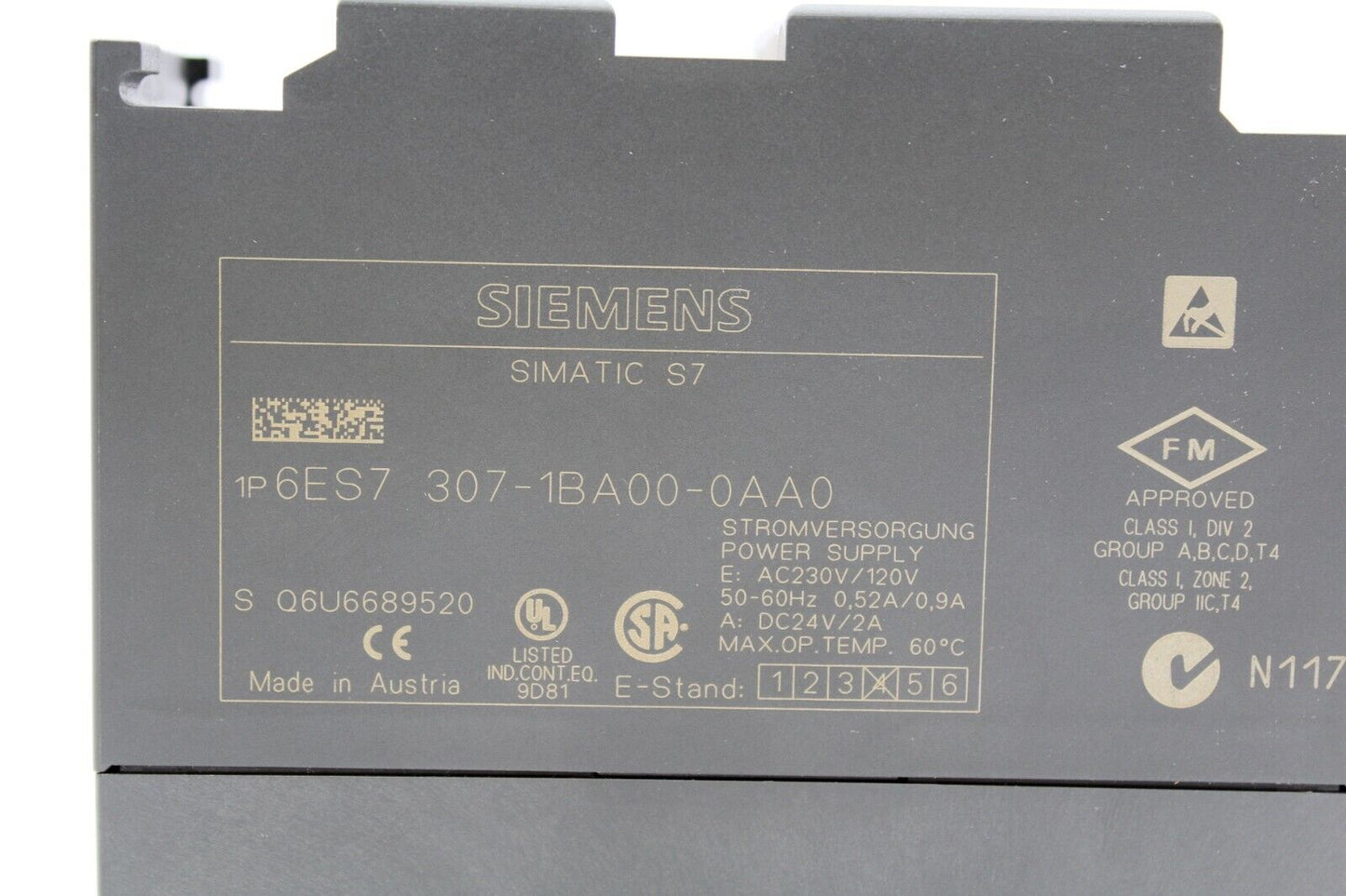 Siemens 6ES7 307-1BA00-0AA0 Simatic S7 Power Supply Module