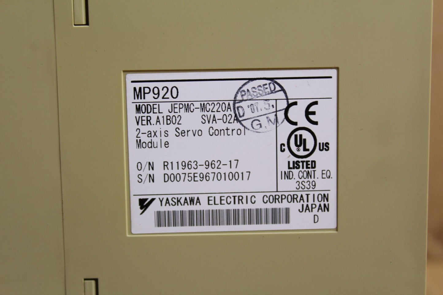 Yaskawa Electric JEPMC-MC220A Servo Control Module