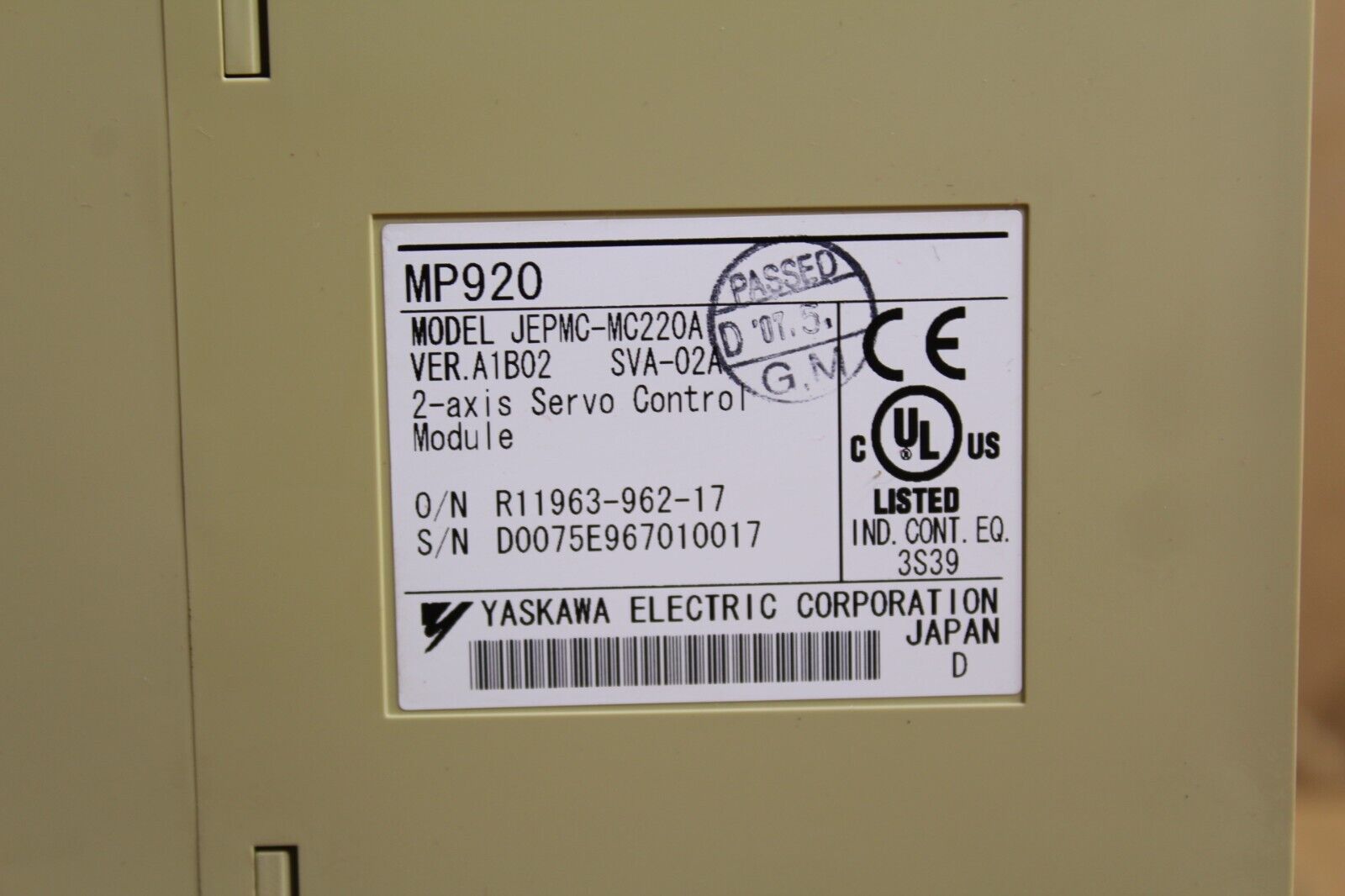 Yaskawa Electric JEPMC-MC220A Servo Control Module