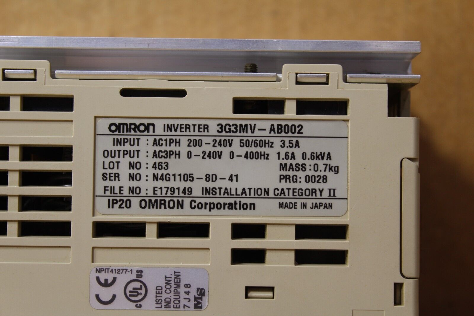 Omron 3G3MV-AB002 Sysdrive Inverter