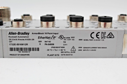 Allen-Bradley 1732E-IB16M12R Ethernet IP ArmorBlock 16 Point Input Module