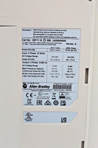 Allen-Bradley 20F11ND096JA0NNNNN PowerFlex 753 AC Drive