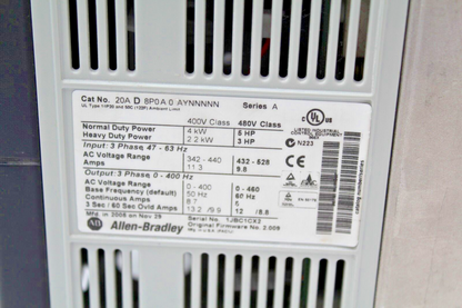 Allen-Bradley 20AD8P0A0AYNNNNN PowerFlex 70 AC Drive