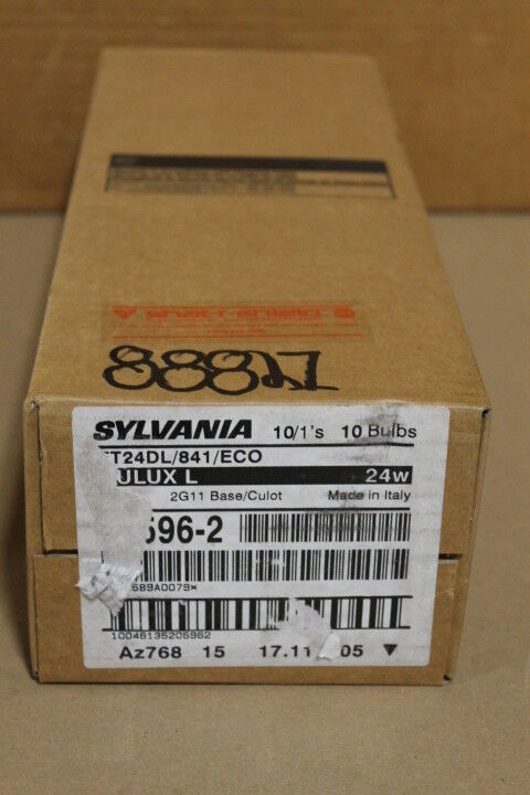 SYLVANIA (BOX OF 10) 20596 24 WATT BULBS WITH TORN LABEL