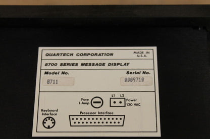 QUARTECH 8711 DATAMATE 8700