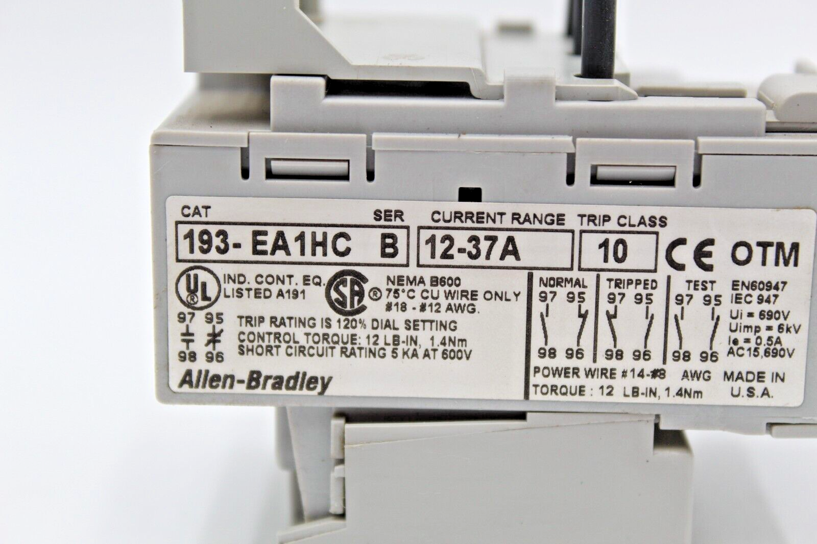 Allen Bradley 193-EA1HC Overload Relay