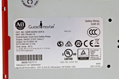 Allen-Bradley 440R-D22R2 Guardmaster Single Input Safety Relay