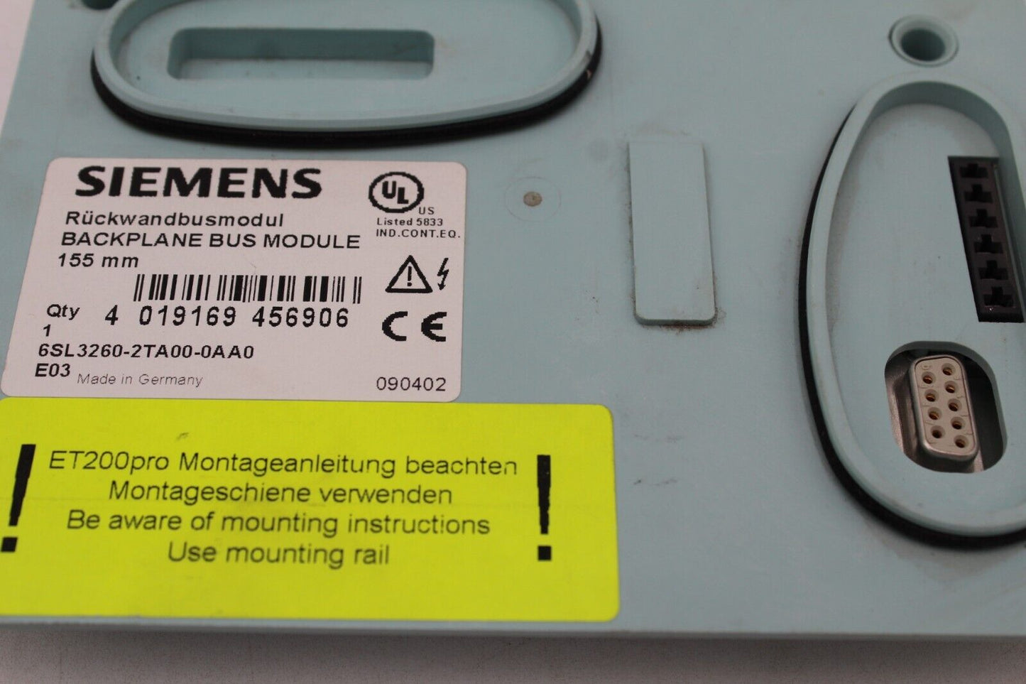 Siemens 6SL3260-2TA00-0AA0 Backplane Bus Module