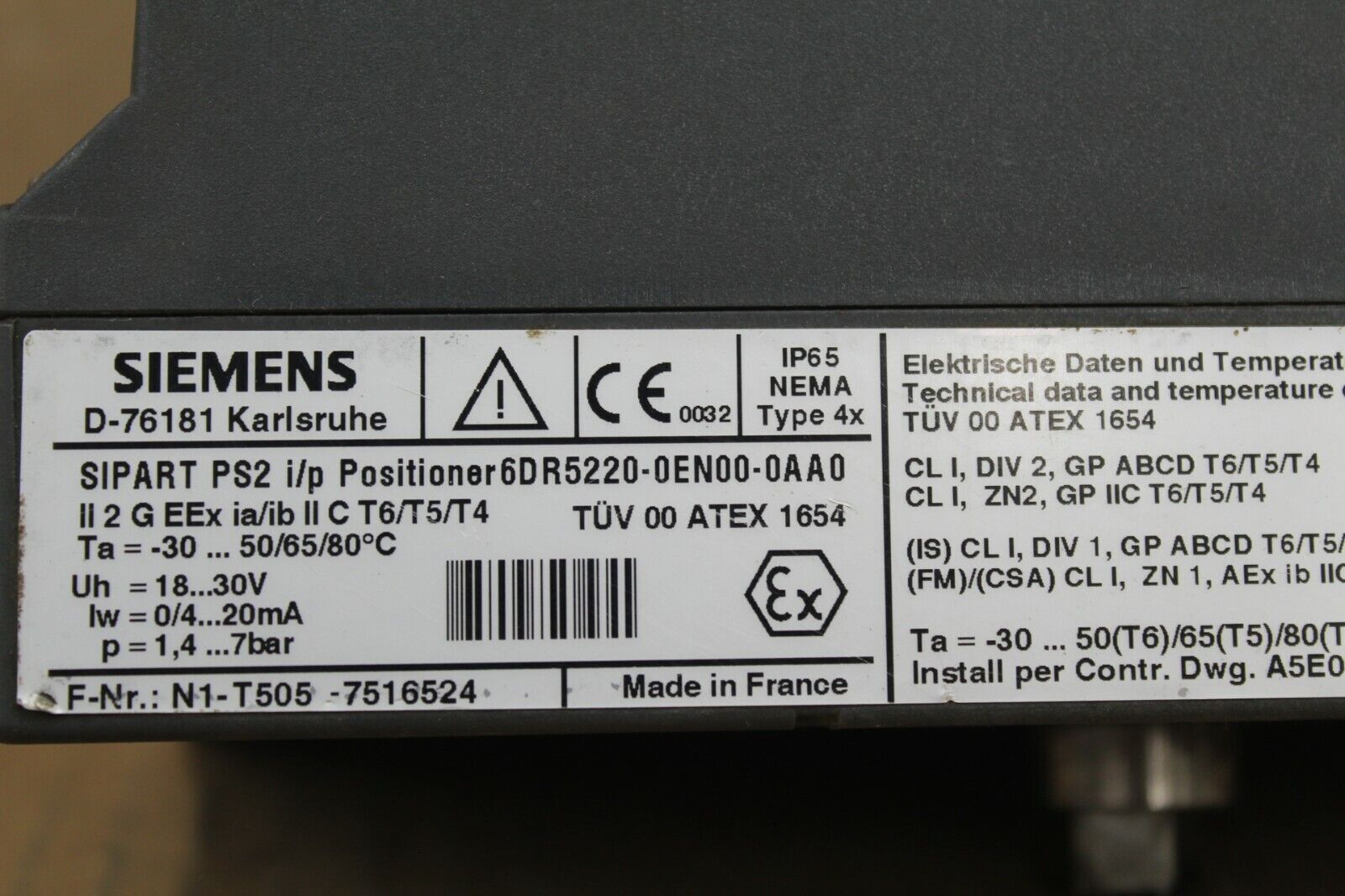 Siemens 6DR5220-0EN00-0AA0 Positioner