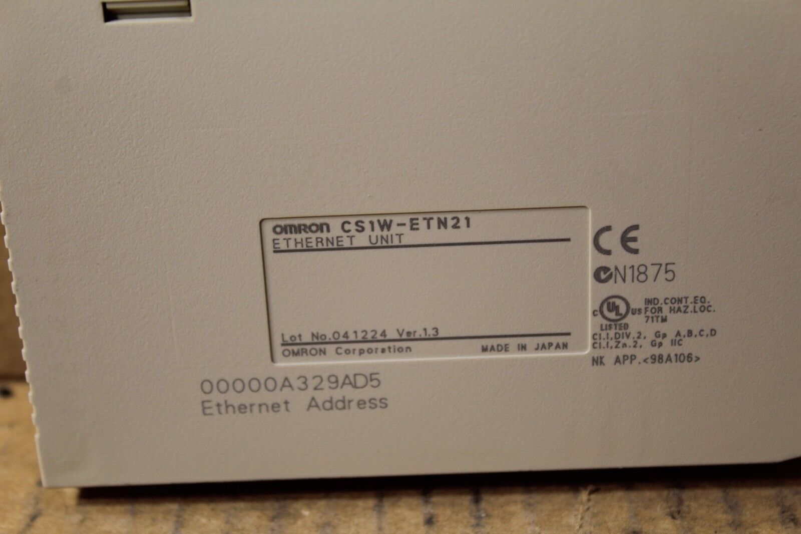 Omron CS1W-ETN21 Ethernet Unit