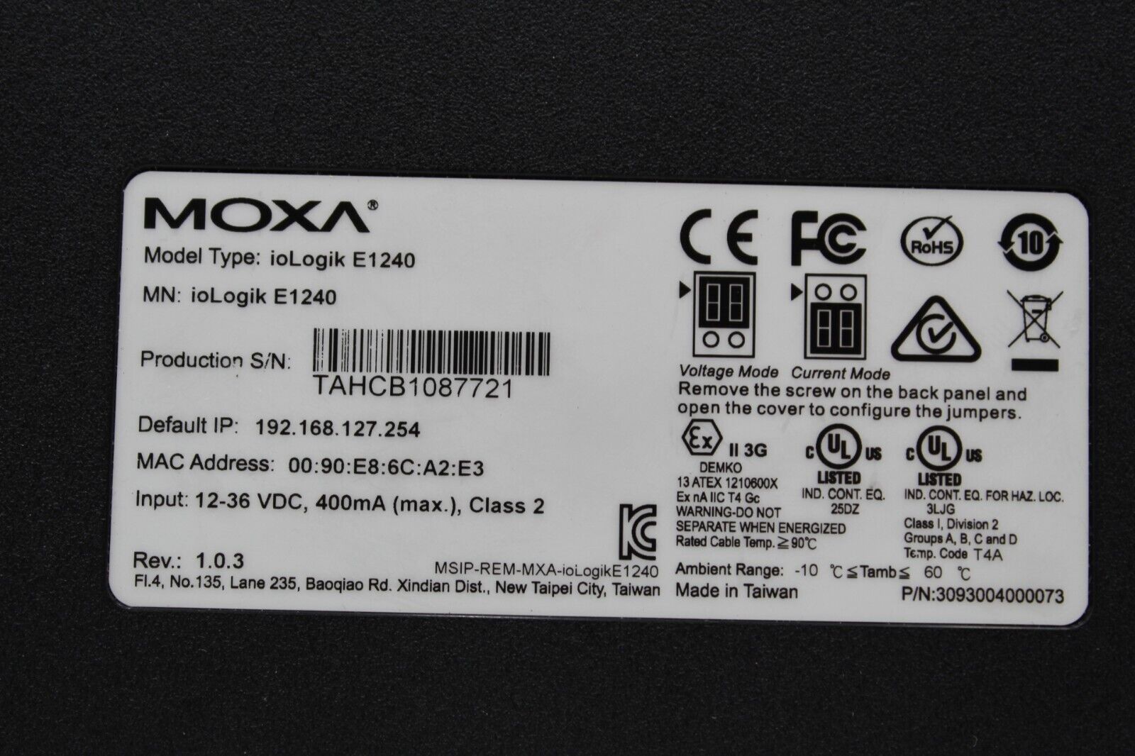 Moxa ioLogikE1240 Ethernet Module