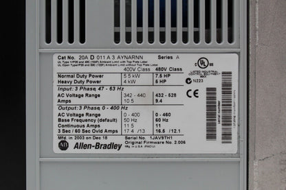 Allen-Bradley 20AD011A3AYNARNN PowerFlex 70 AC Drive