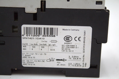 SIEMENS 3RV1421-1DA10 MOTOR STARTER