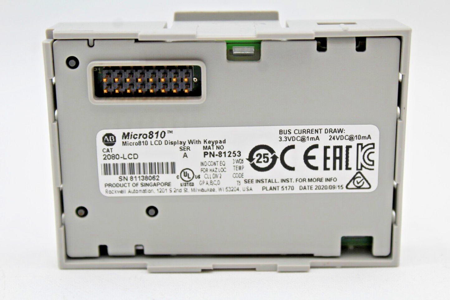 Allen-Bradley 2080-LCD Micro810 Display w/ Keypad