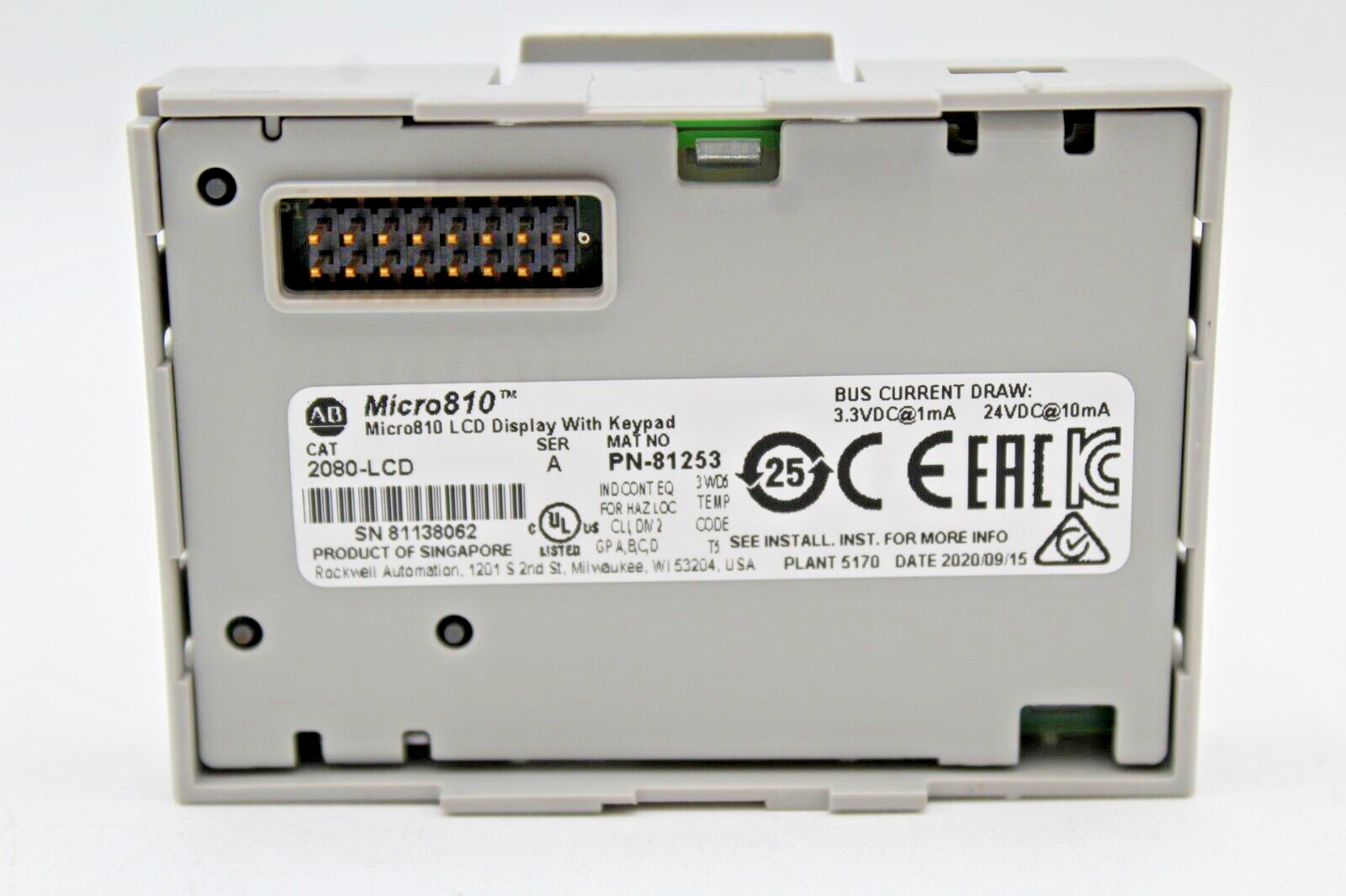Allen-Bradley 2080-LCD Micro810 Display w/ Keypad