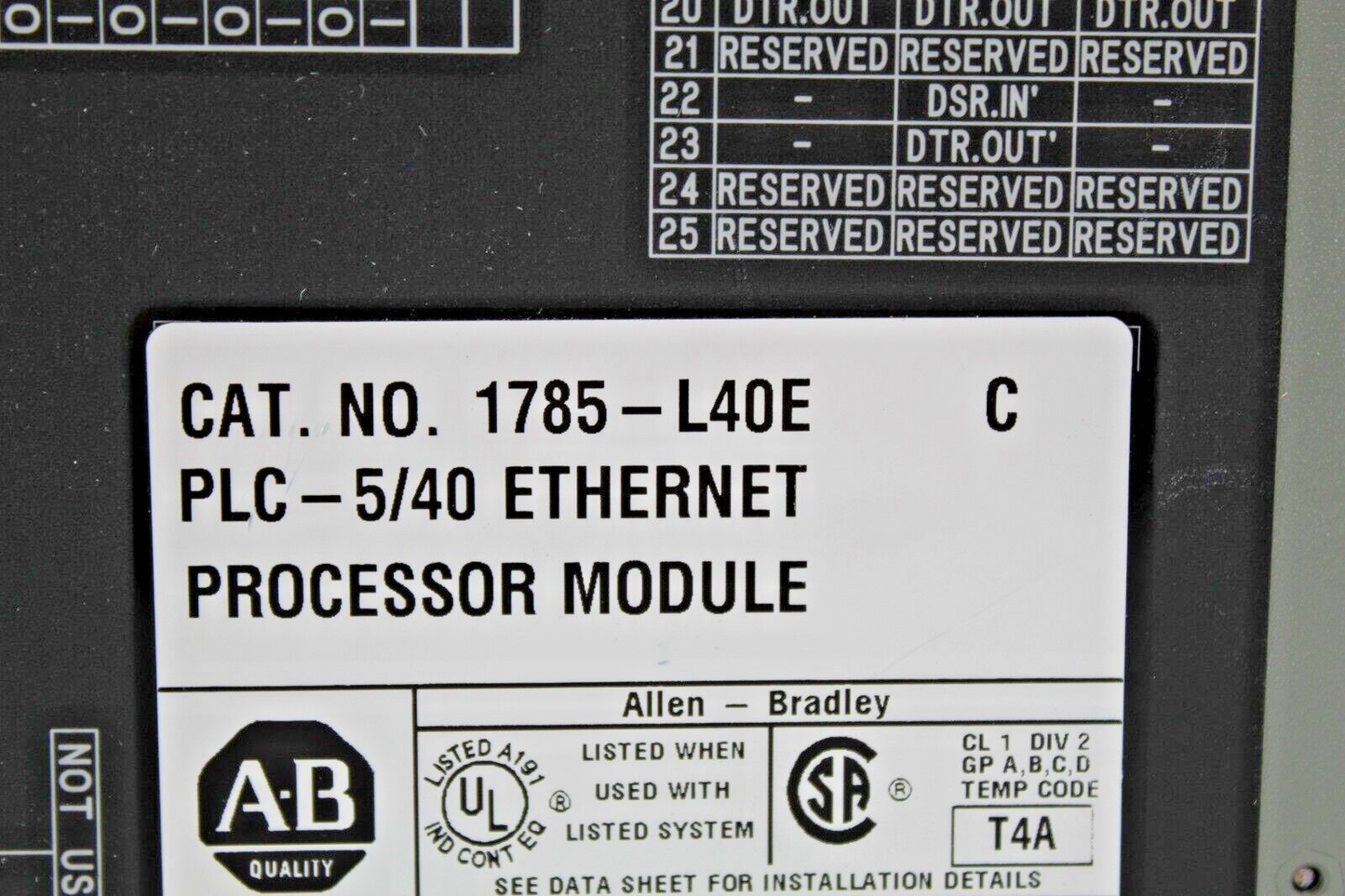 Allen Bradley 1785-L40E Processor Ser. C