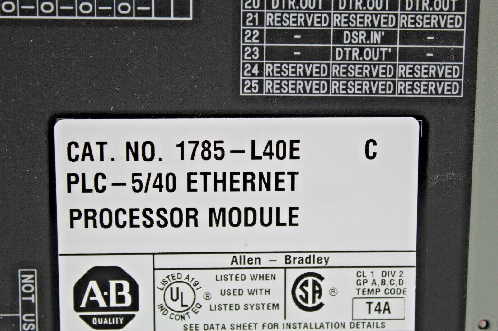 Allen Bradley 1785-L40E Processor Ser. C