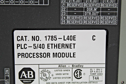 Allen Bradley 1785-L40E Processor Ser. C