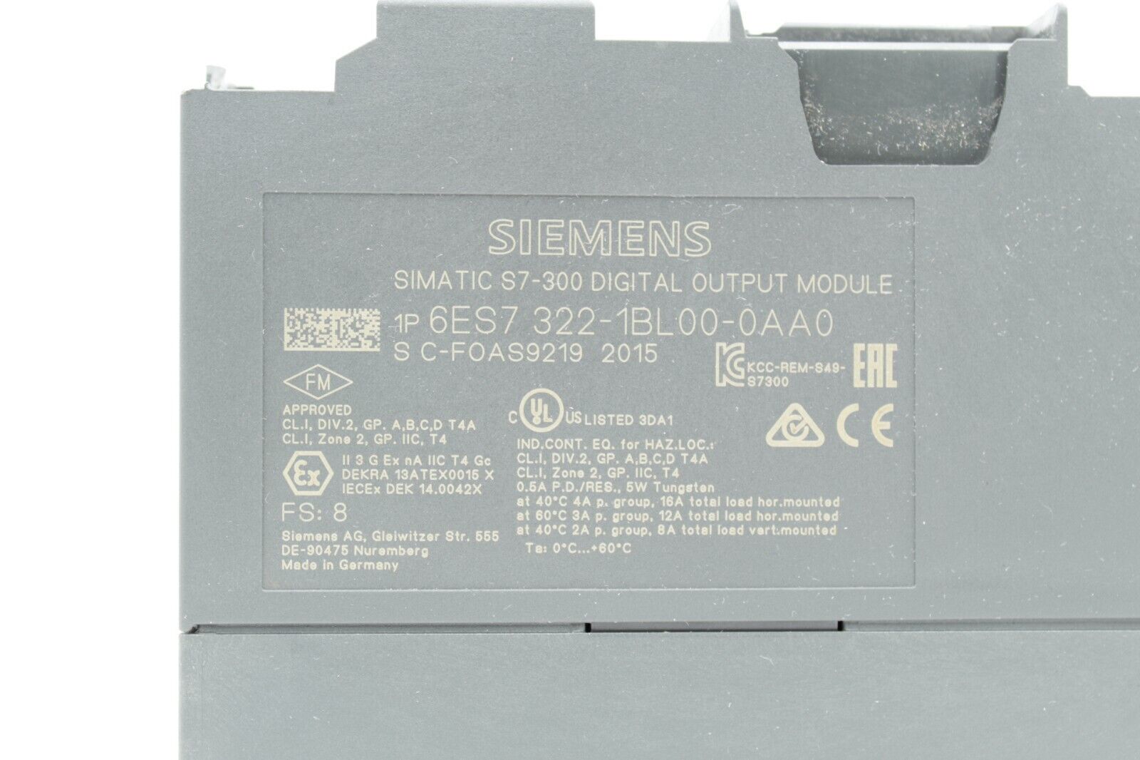 Siemens 6ES7 322-1BL00-0AA0 Simatic S7-300 Digital Output Module READ