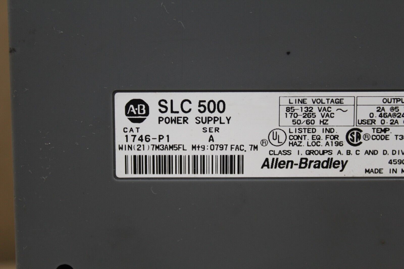 Allen Bradley 1746-P1 Power Supply