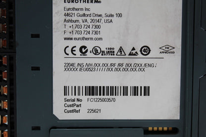 Eurotherm 2204e/NS/VH/XX/XX/RF/RF/XX/2XX/ENG/XXXXX/EU0523 Temp Controller