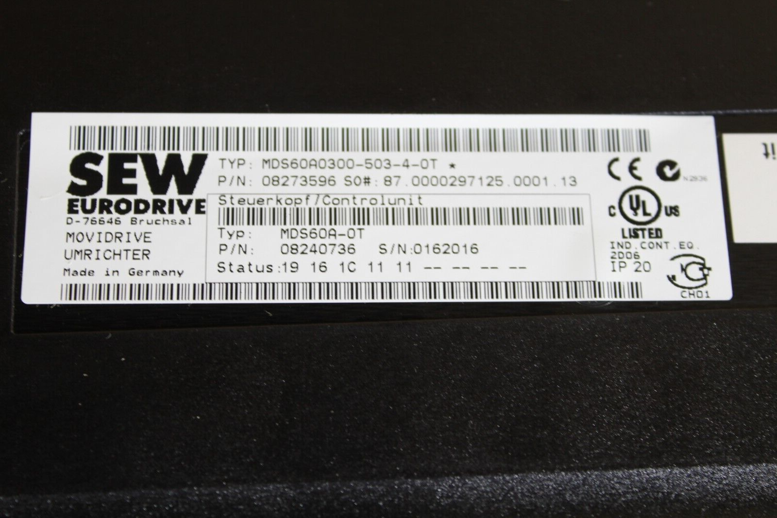 Sew EuroDrive MDS60A0300-503-4-0T MoviDrive 300Hp