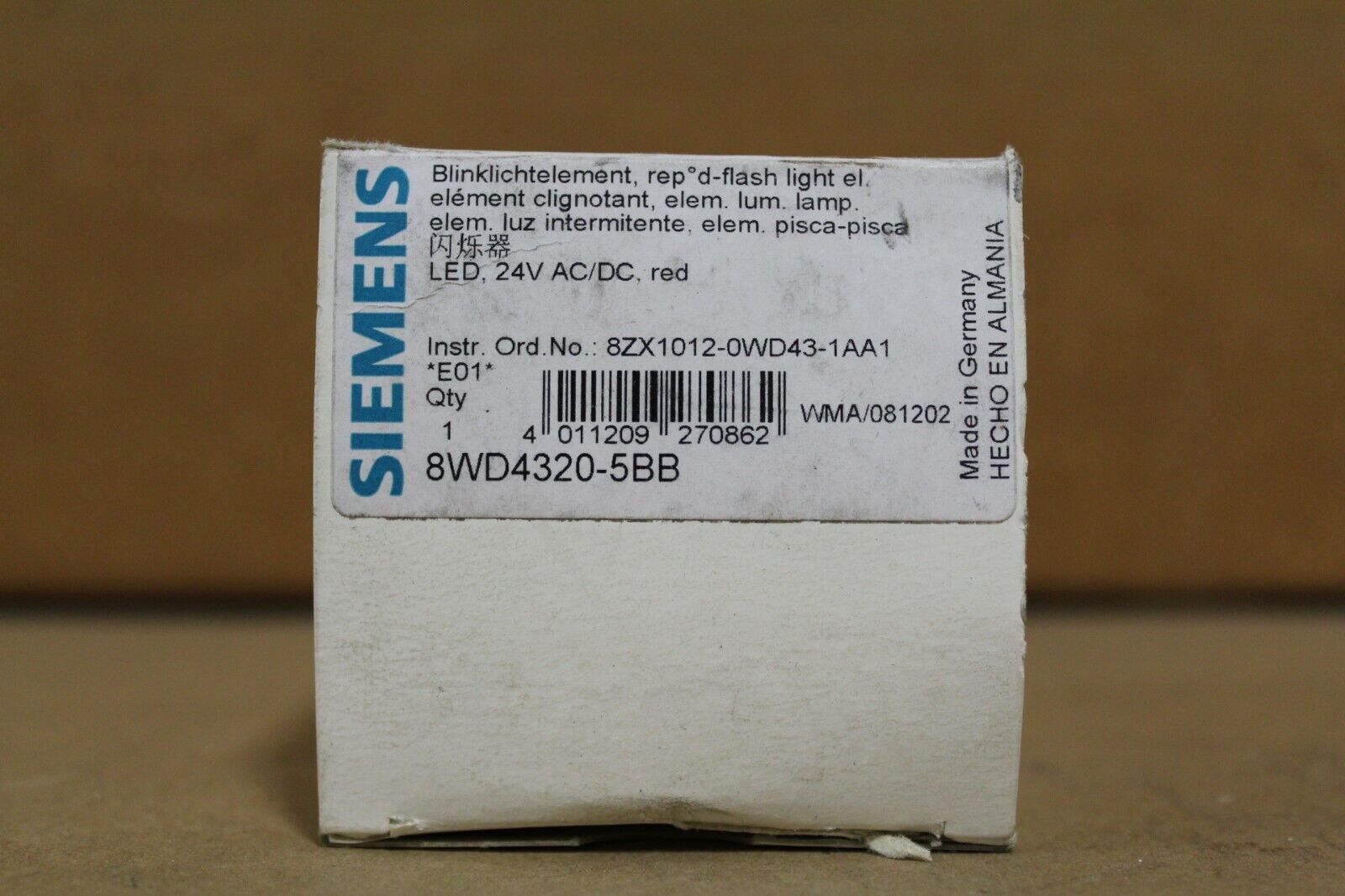 SIEMENS 8WD4320-5BB RED STEADY STACK LIGHT