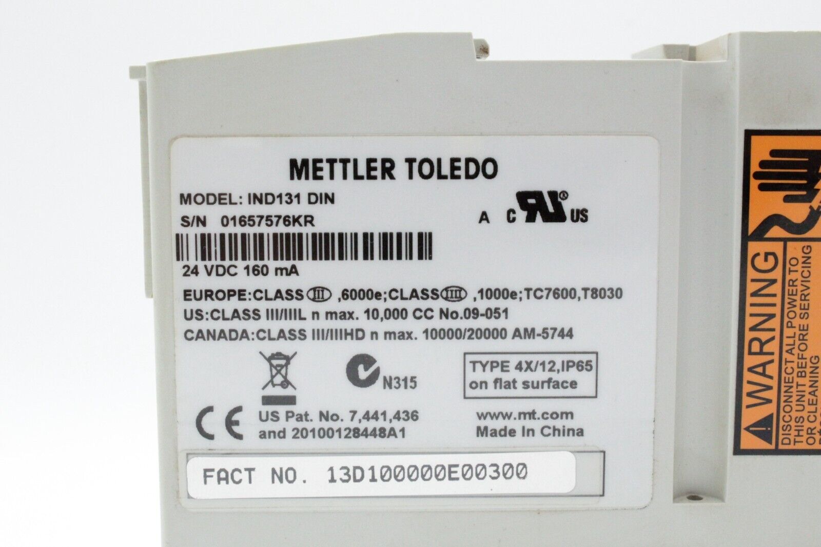 Mettler Toledo IND131 DIN Digital Din-Mount Compact Scale Terminal