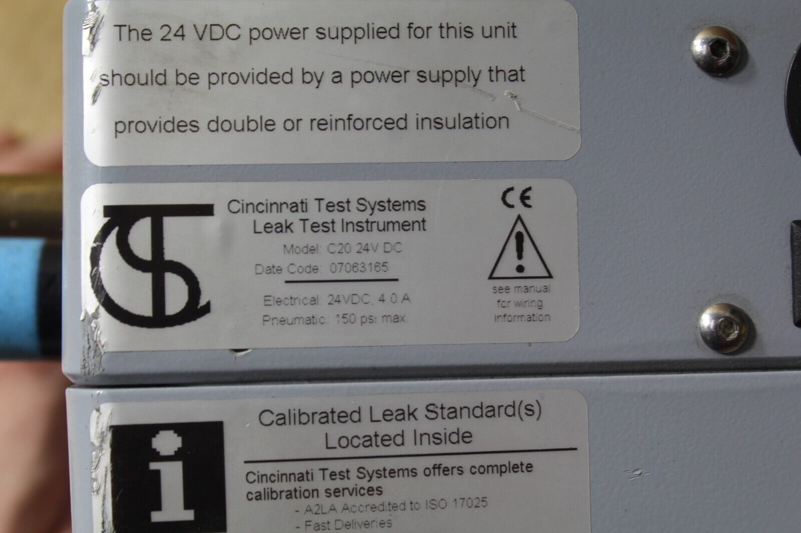 CTS Cincinnati Test Systems C20 24V DC 15PSI Leak Test Instrument