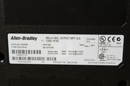 Allen-Bradley 1756-OW16I/A ControlLogix Isolated Output Relay Module (No Door)