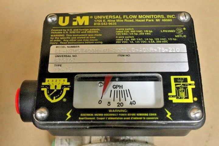 UNIVERSAL FLOW MONITOR B15161 TYPE 12-13 LL-NZMST40GH-4U-20C1.0-A0NR-TG-Z10