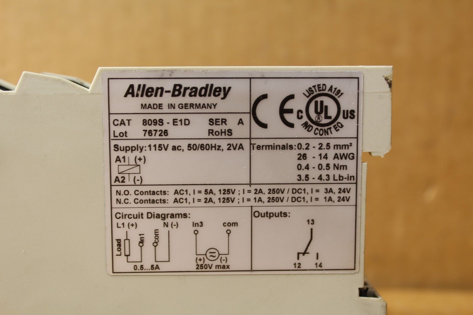Allen-Bradley 809S-E1D Voltage Monitor