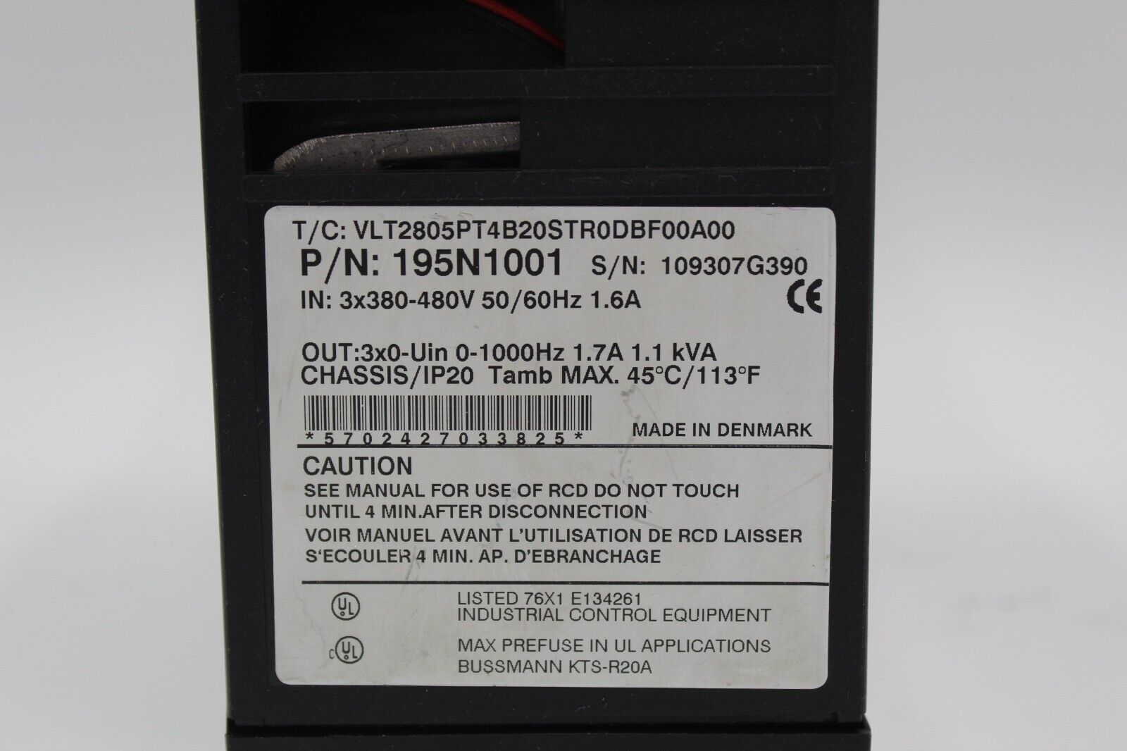 Danfoss 195N1001 VLT-2800 Variable Speed Inverter Drive *No Wire Harness