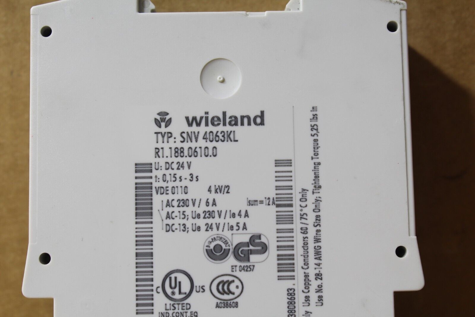 Wieland SNV 4063KL R1.188.0610.0 Safety Relay