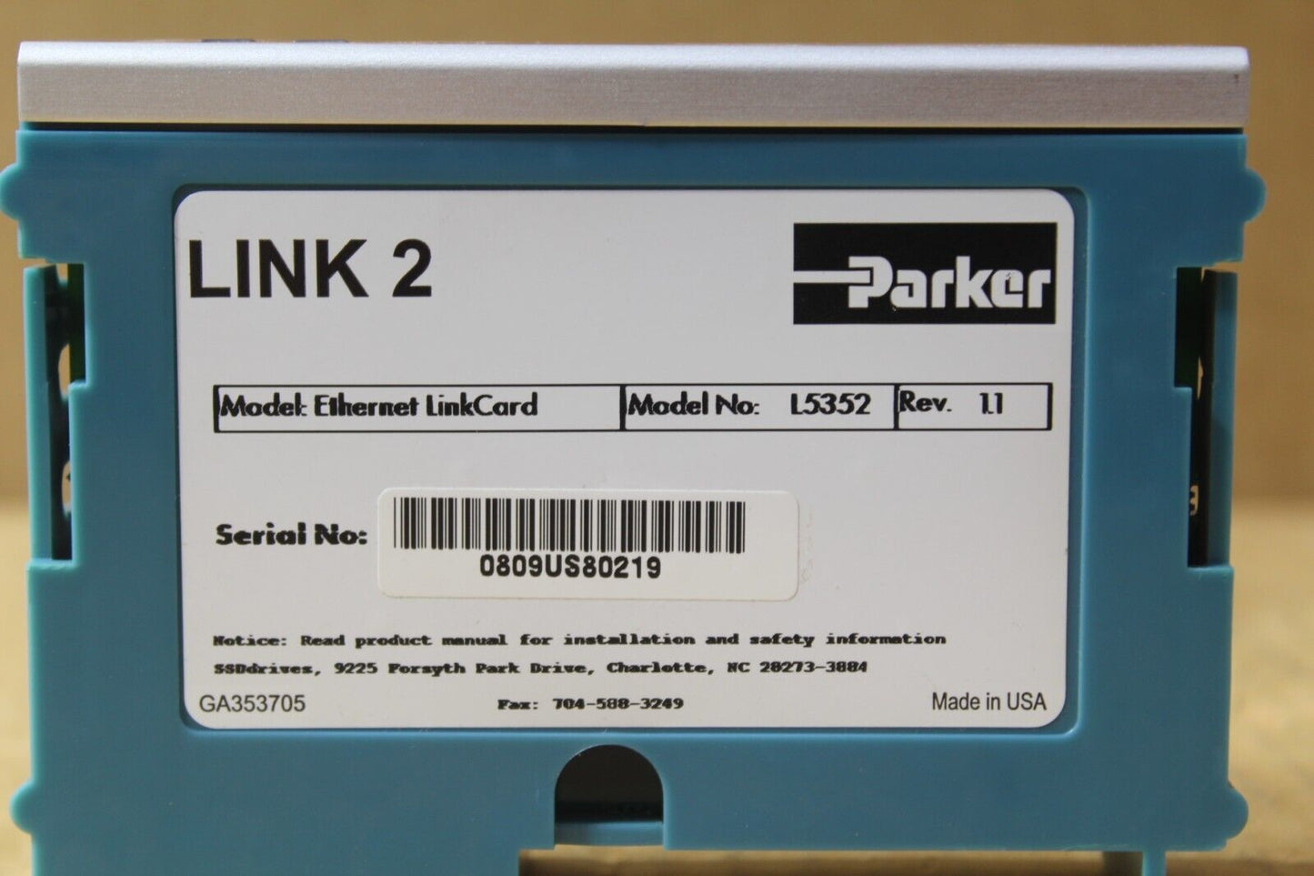 Parker SSD Eurotherm Drives L5352 Ethernet LinkCard Rev. 1.1