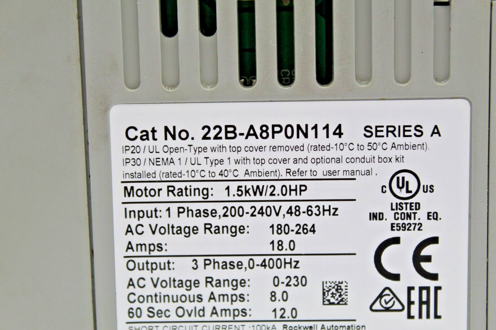 Allen-Bradley 22B-A8P0N114 PowerFlex 40 AC Drive