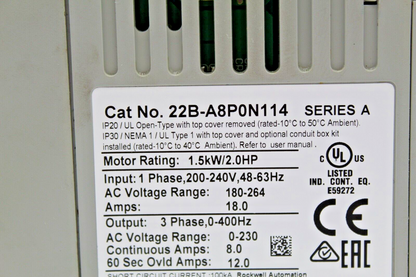 Allen-Bradley 22B-A8P0N114 PowerFlex 40 AC Drive