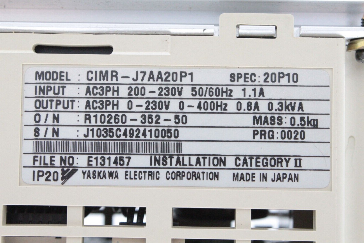 Yaskawa Electric CIMR-J7AA20P1 VS Mini J7 Inverter Drive (Missing Knob)