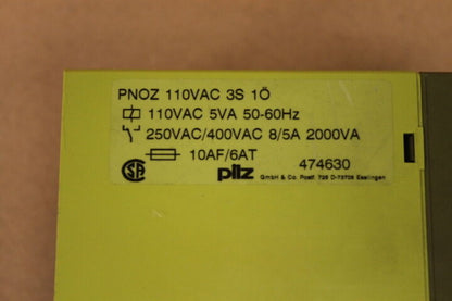 PILZ 474630 SAFETY RELAY PNOZ 110VAC 3S 1O