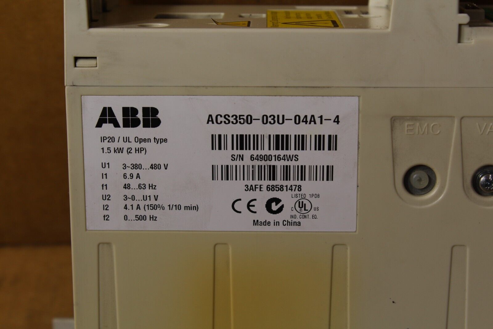 ABB ACS350-03U-04A1-4 Drive (No Screen)
