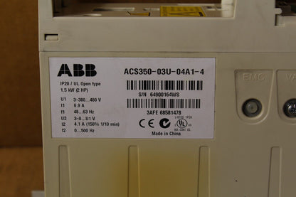 ABB ACS350-03U-04A1-4 Drive (No Screen)