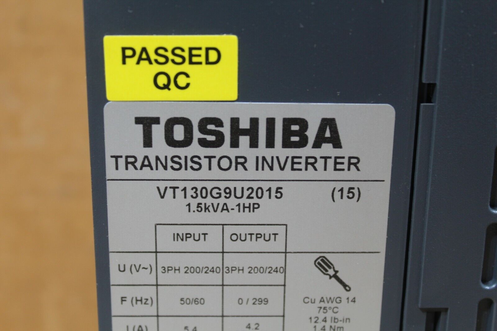 Toshiba VT130G9U2015 Transistor Inverter Missing Keypad and Cover*