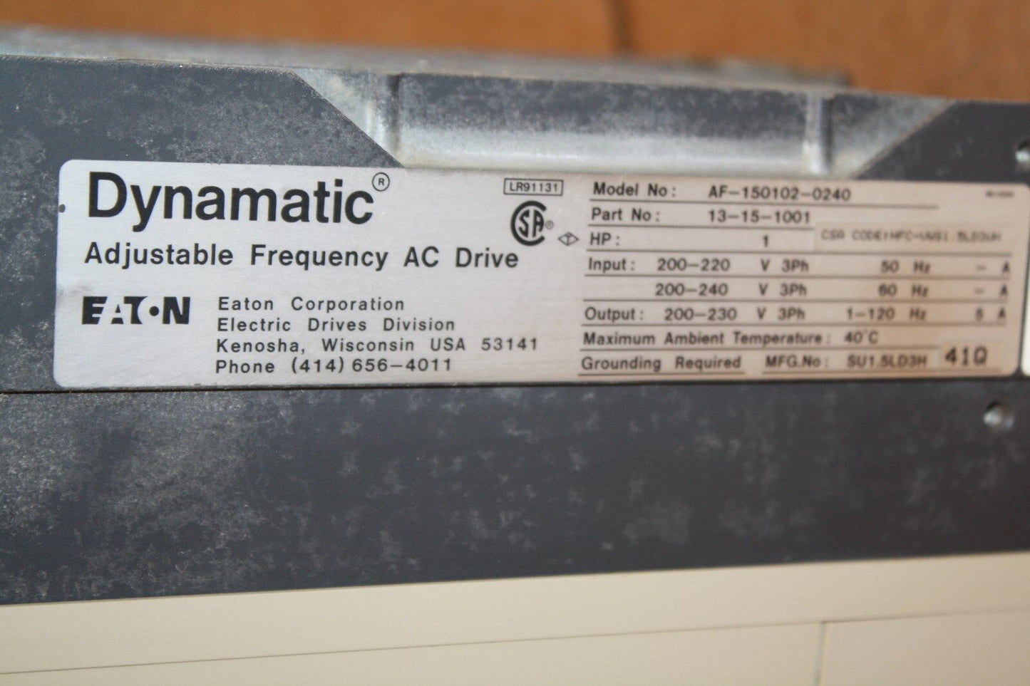 EATON DYNAMATIC AF-150102-0240 AF1500 ADJUSTABLE FREQUENCY AC DRIVE