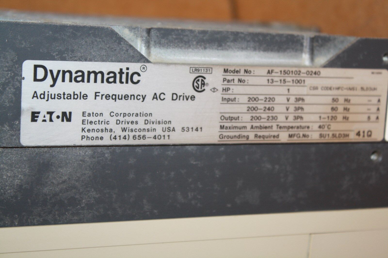 EATON DYNAMATIC AF-150102-0240 AF1500 ADJUSTABLE FREQUENCY AC DRIVE