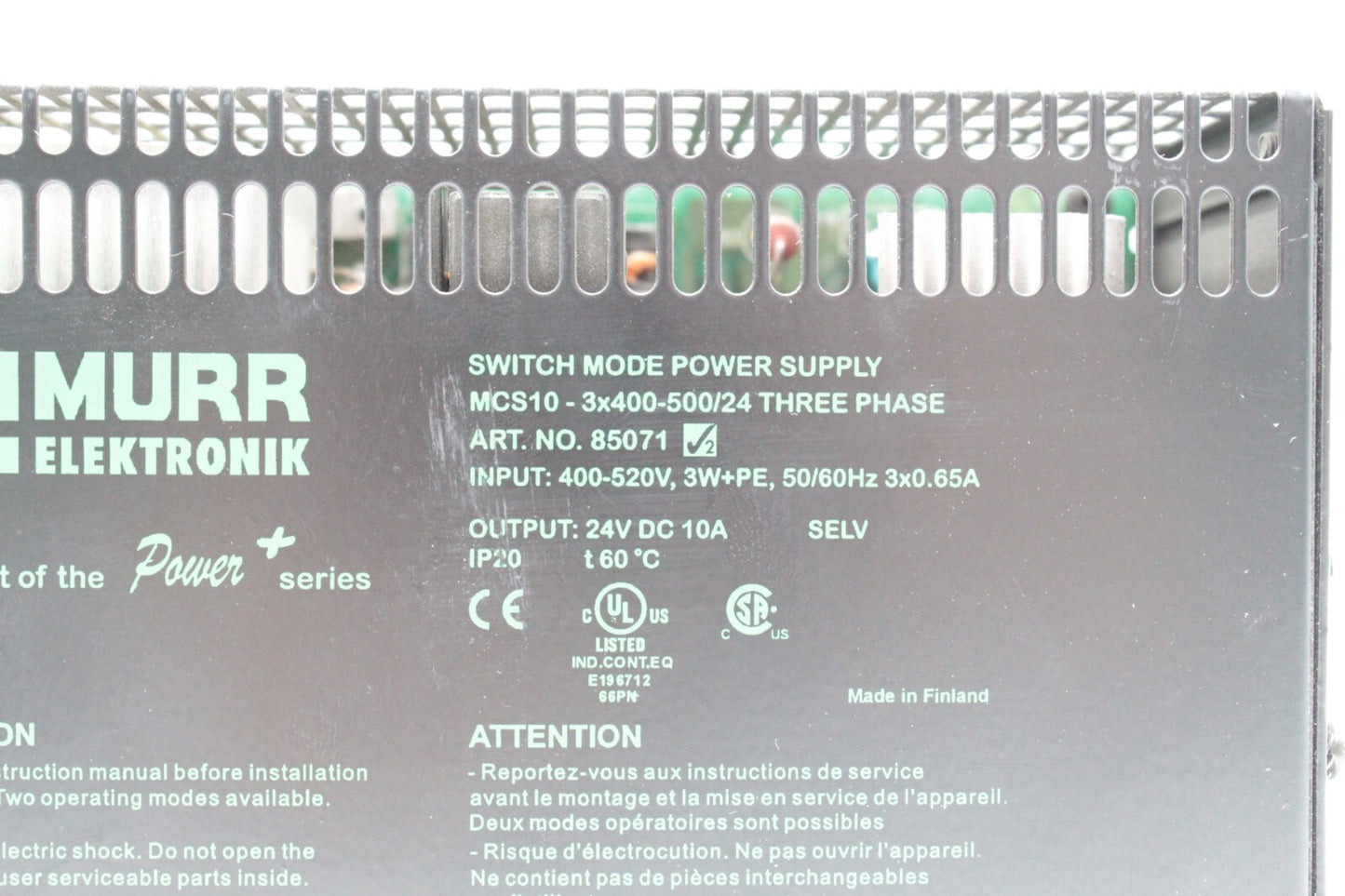 Murr Elektronik MCS10-3x400-500/24 3-Phase Switching Mode Power Supply (Read)